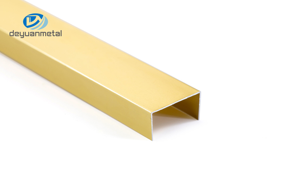 الألومنيوم المؤكسد U قناة الملف الشخصي 0.8-1.2 مم سمك 6063 ألو مادة الذهب اللون